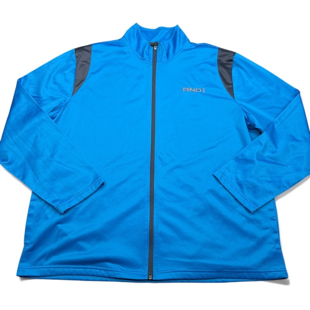 Vintage Y2K AND1 Lightweight Jacket Mens Size 2XL XXL Blue Full Zip Embroidered